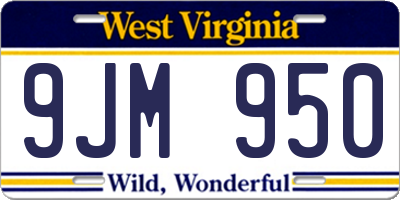 WV license plate 9JM950