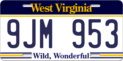 WV license plate 9JM953