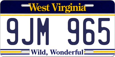 WV license plate 9JM965