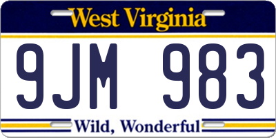 WV license plate 9JM983