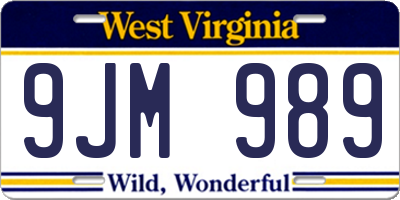 WV license plate 9JM989