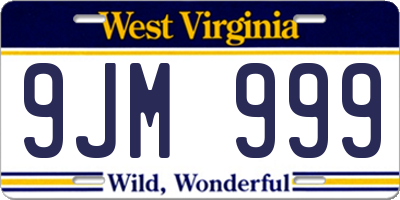 WV license plate 9JM999