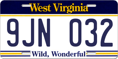 WV license plate 9JN032