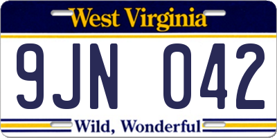 WV license plate 9JN042