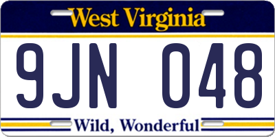 WV license plate 9JN048