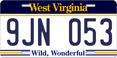 WV license plate 9JN053