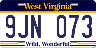 WV license plate 9JN073