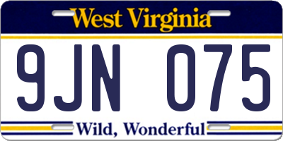 WV license plate 9JN075
