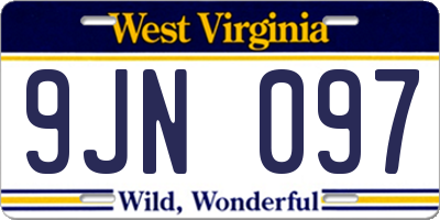 WV license plate 9JN097