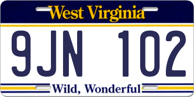 WV license plate 9JN102