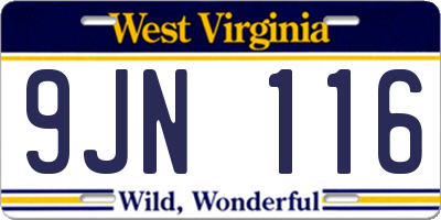 WV license plate 9JN116