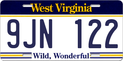 WV license plate 9JN122