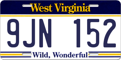 WV license plate 9JN152