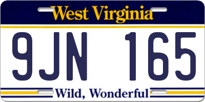 WV license plate 9JN165