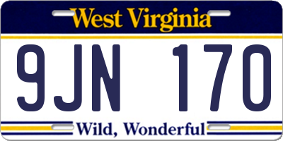 WV license plate 9JN170