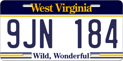 WV license plate 9JN184