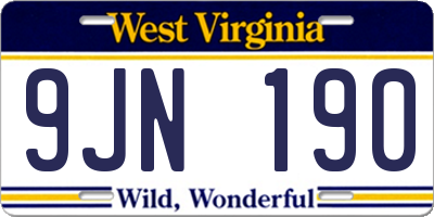WV license plate 9JN190