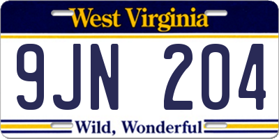 WV license plate 9JN204
