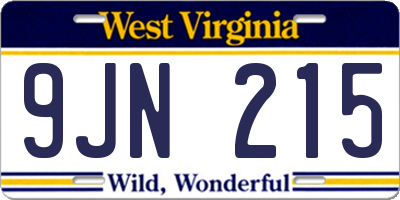 WV license plate 9JN215