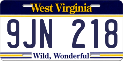 WV license plate 9JN218