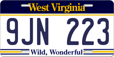 WV license plate 9JN223