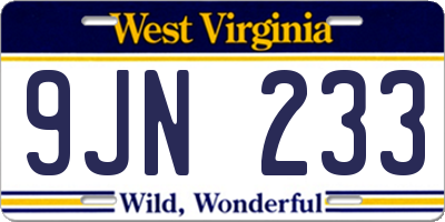 WV license plate 9JN233