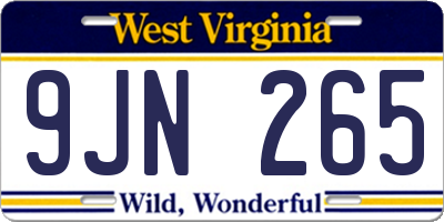 WV license plate 9JN265