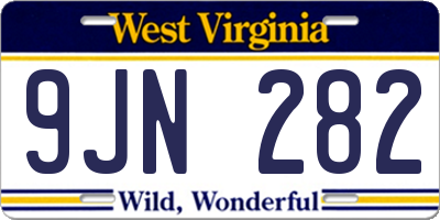 WV license plate 9JN282