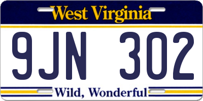 WV license plate 9JN302