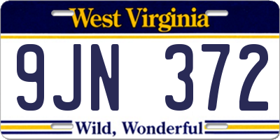 WV license plate 9JN372