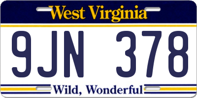 WV license plate 9JN378