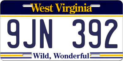 WV license plate 9JN392