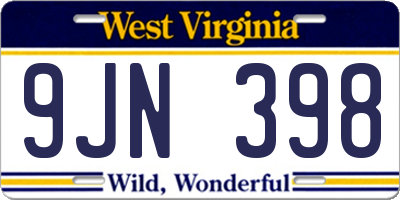 WV license plate 9JN398