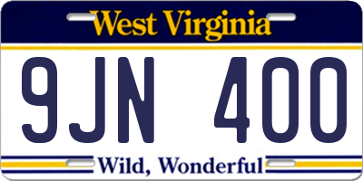 WV license plate 9JN400
