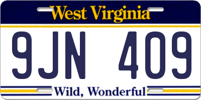 WV license plate 9JN409