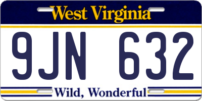 WV license plate 9JN632