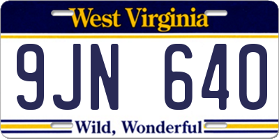 WV license plate 9JN640