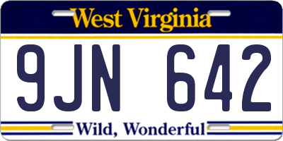 WV license plate 9JN642