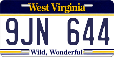WV license plate 9JN644