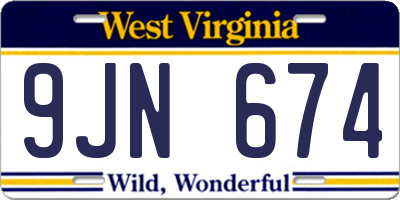 WV license plate 9JN674