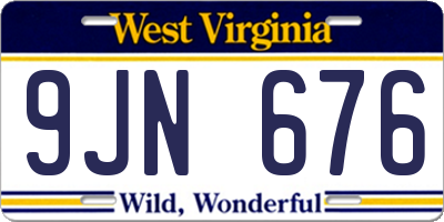 WV license plate 9JN676