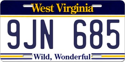 WV license plate 9JN685