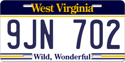 WV license plate 9JN702