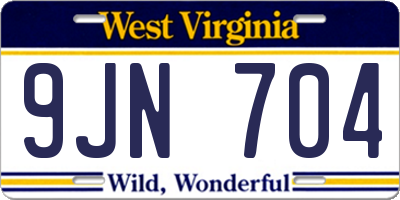 WV license plate 9JN704