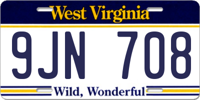 WV license plate 9JN708