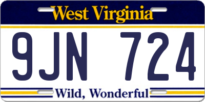 WV license plate 9JN724