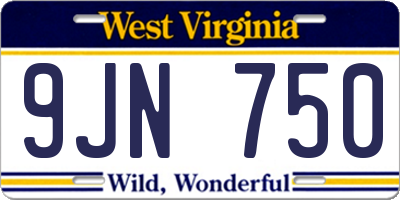 WV license plate 9JN750