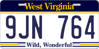 WV license plate 9JN764