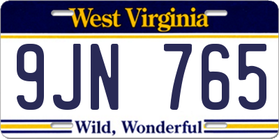 WV license plate 9JN765