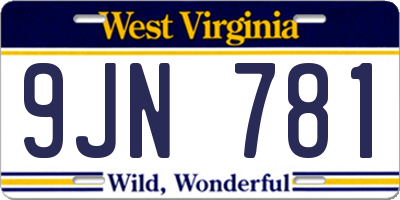WV license plate 9JN781
